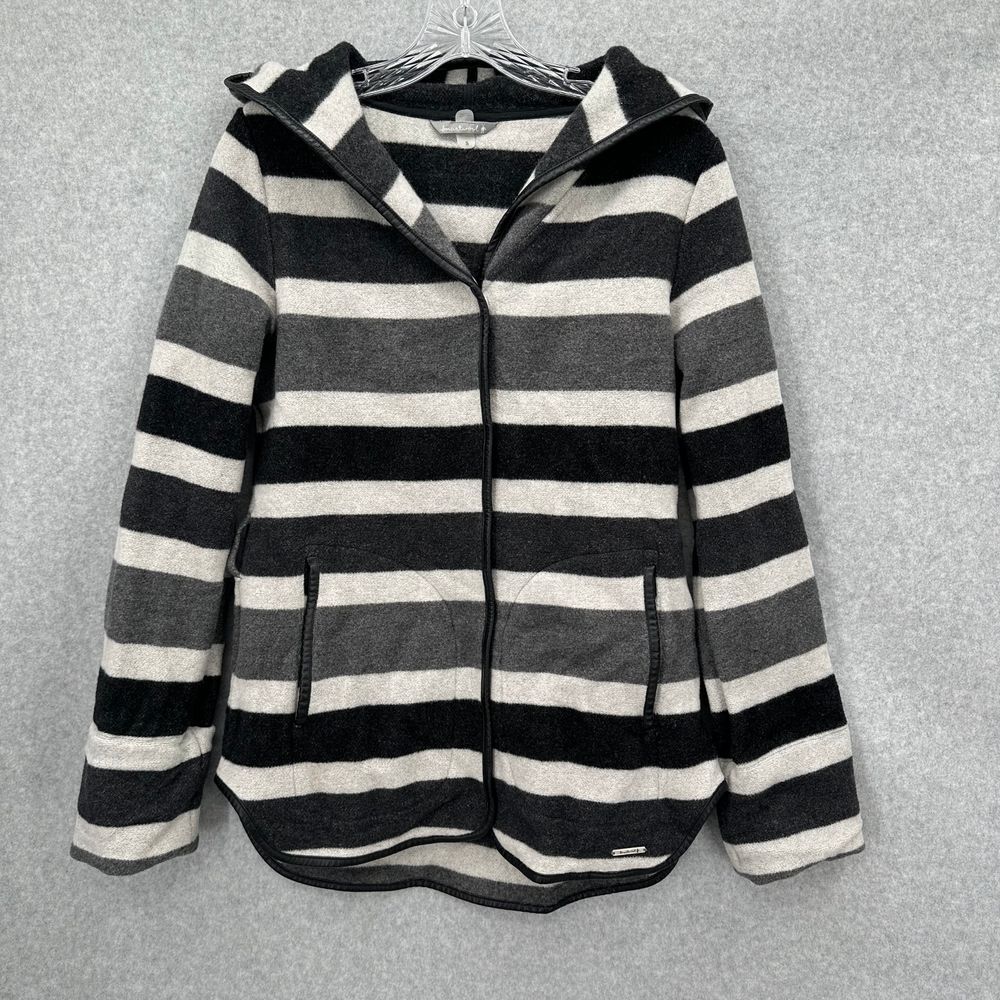 SMARTWOOL Nokoni Wool Blend Jacket Striped Charcoal Heather No Belt Size Small